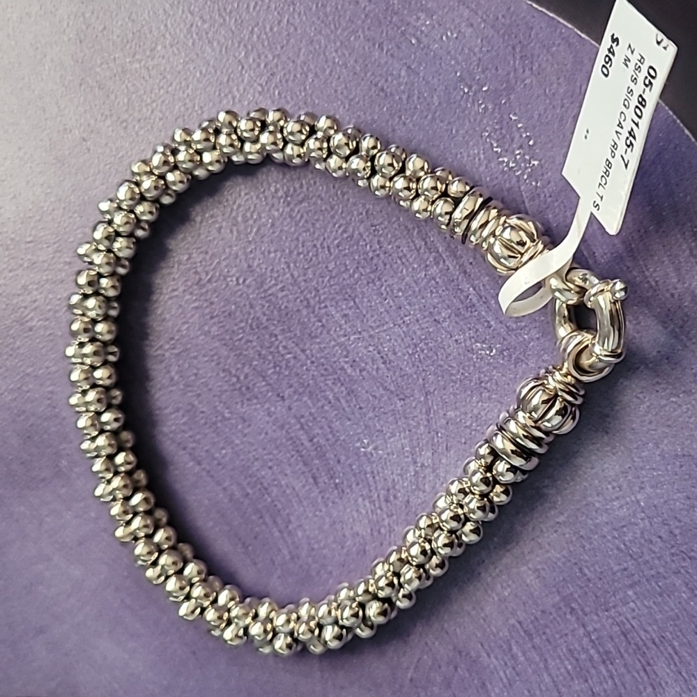LAGOS Sterling Silver 7mm Caviar Rope Bracelet, size 7